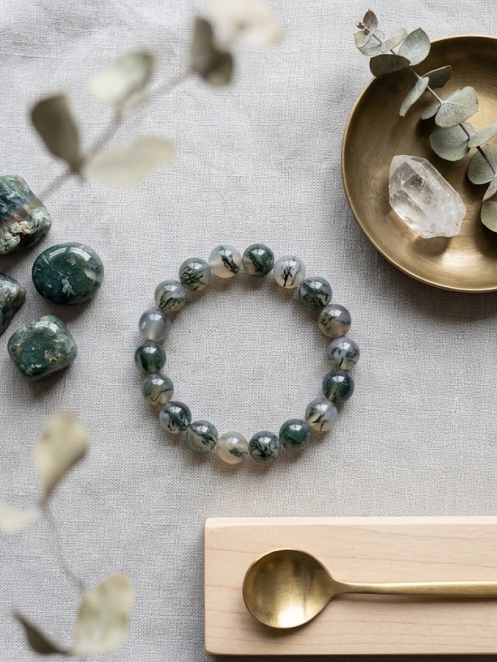 Grey Fire Agate Crystal Bracelet – 10mm Beads | Natural Stones | Healing Energy